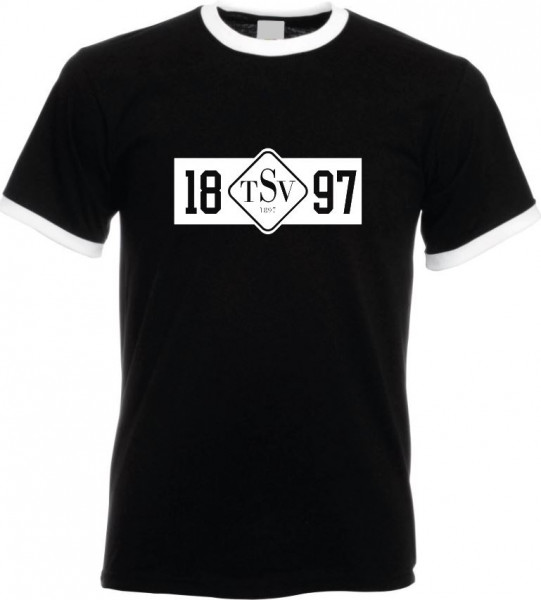 Ringer T-Shirt schwarz/weiß Unisex inkl. Druck